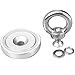 Magnetic Hooks, 2 Pack Super Strong Neodymium Fishing Magnets, 75 lbs(35KG) Pulling Force Rare Earth Magnet with Eyebolt for Retrieving in River and Magnetic Fishing- Diameter 1.26 inch(32 mm)