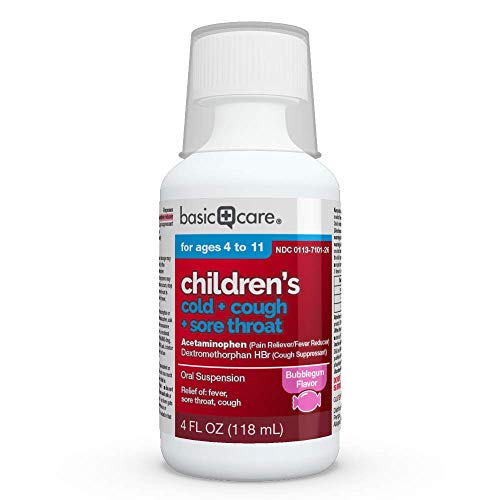 Basic Care Children's Cold, Cough & Sore Throat Oral Suspension, Bubblegum Flavor, 4 Fluid Ounce - Thumbnail 6