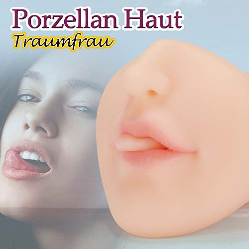 Masturbator Taschenmuschi mit 3D realistischen Mund Vagina Masturbieren Blowjob Pussy mit Porzellanhaut Erotik tragbare Muschi hautähnlicher Textur Sexspielzeug für Männer Moruioy