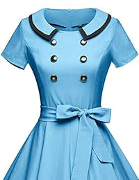Vestidos de dama de los años 50, vestidos de estilo vintage, mangas 3 4, cinturón con columpio, vestidos elásticos
