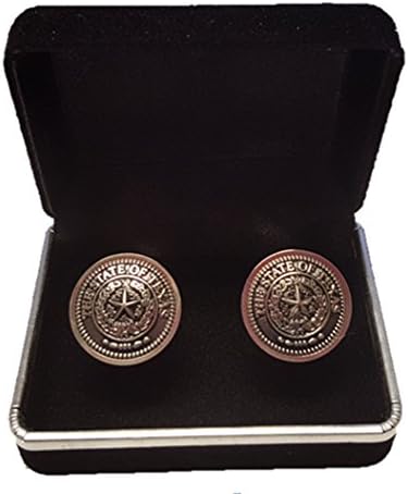 Mens Texas State Seal Cuff Links Silver/Black