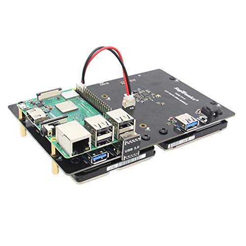 Geekworm Raspberry Pi 3B/3B+ (B Plus) Dual 2.5" SATA HDD/SSD Shield X822 USB3.0 Storage Expansion Board Support X735 for Raspberry Pi 3B+/3B/2B/B+/ROCK64 - Thumbnail 2