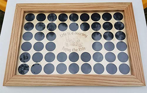 11x17"Life is a Journey" Motorcycle Trike Poker Chip Display Case with Oak Frame and Mat