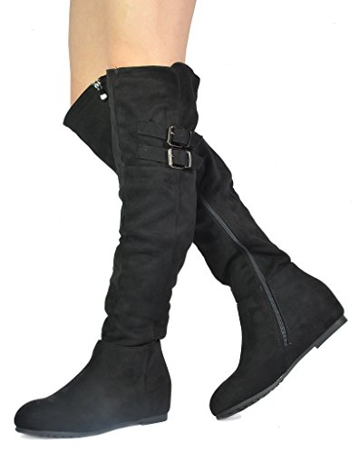 DREAM PAIRS Women's Newtown Black Over The Knee Thigh High Winter Boots Size 9 M US