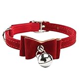 Cat Collar Kitten Velvet Bow Tie Safety Elastic Bowtie Bell 6 4 Colours