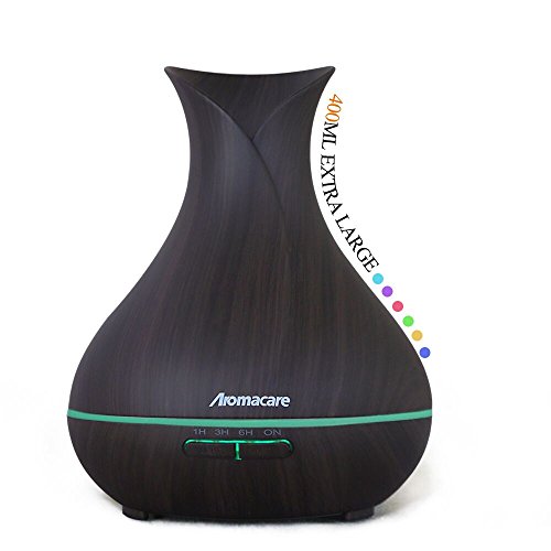 AromaCare 400ml Essential Oil Diffuser with Wood Grain, Ultrasonic Cool Mist Aromatherapy Humidifier with 4-Timer and 7-Color LED Lights Changing for Home, Yoga, Office, Spa, Bedroom, Baby Room - Thumbnail 7
