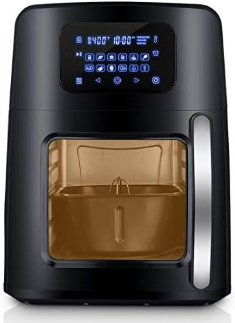 SARKI XL Fryer Viewing Window 12Qt Large Capacity, 6-Piece Programmable Air Oven with 12 Pre Settings Electric Hot Deep 6.3Qt Extra Fry Pan Inside-1700W /110V