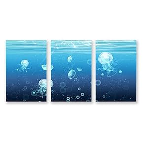 wall26 3 Panel Canvas Wall Art Jellyfish in...
