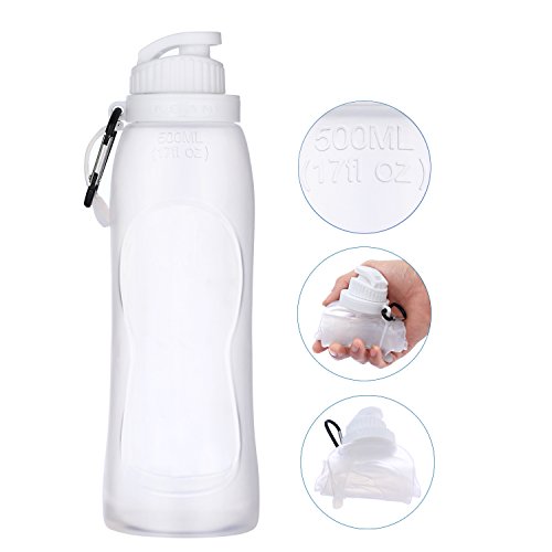 Magicooler 550ml/20floz Silicone Collapsible Squeezable Water Bottle, Pocket Size Best For Hiking / Jogging /Camping /working out and Daily (White)