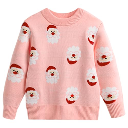 Remimi Christmas Santa Sweater Unisex Girls Knit Party Holiday Xmas Pullover Sweatshirt Pink 6-7 Years at Amazon