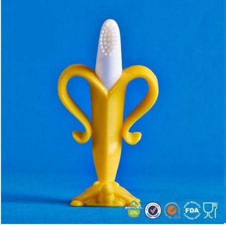 Infant Training Toothbrush teether,Yellow toys With Turtle Base + Bonus