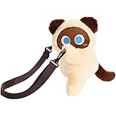 Ueeksry Adorable Cat Plush Shoulder Bag - Kawaii Animal Shape Crossbody Bag, Novelty Purse Wallet Messenger Bag for Girls (Off White)