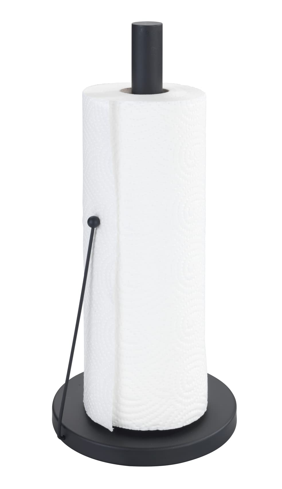 WENKO Clayton Kitchen Roll Holder - Black Free-Standing Accessory for Standard Rolls, Powder-Coated Metal, Ø 15 x 33 cm