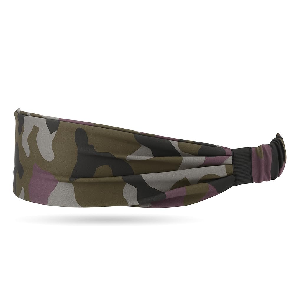 Yoga Hairband Sports Running Cycling Sweatband Sweat Wicking & Secure Headband for Men and Women Lightweight Headband(Camouflage)