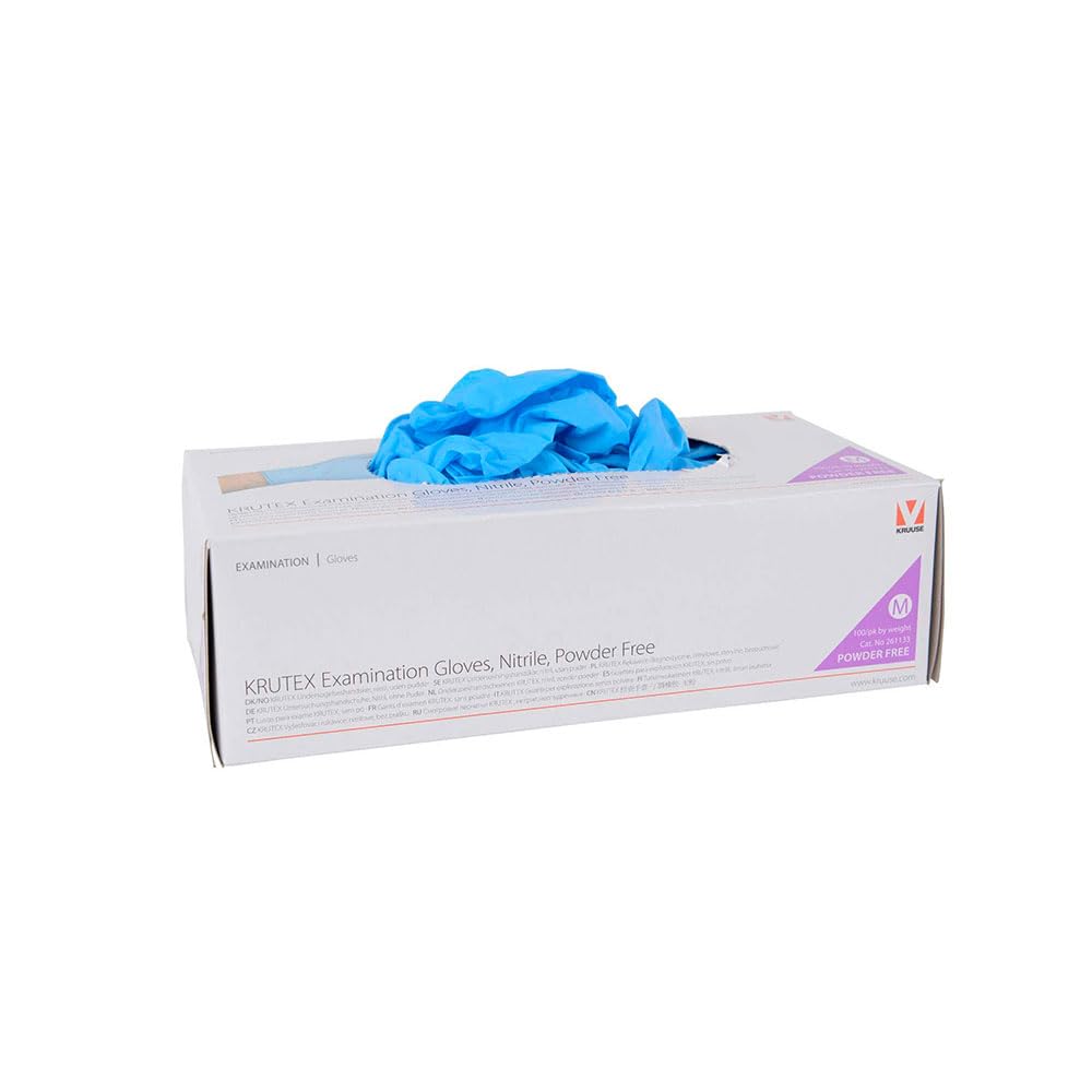 Krutex Nitrile Clinic Gloves PF, Medium, 100 per Pack