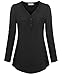 Nandashe Summer Shirt for Women, Ladies V-Neck Blouses 3/4 Roll-up Sleeve Casual Tunic Shirt Tops Black XXL