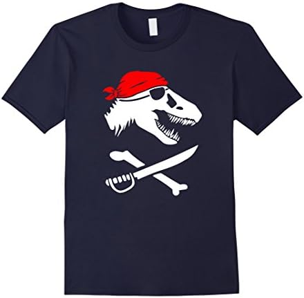 Mens Rawr T Rex Pirate Pirex Funny Skull T Rex Dinosaur Shirt XL Navy