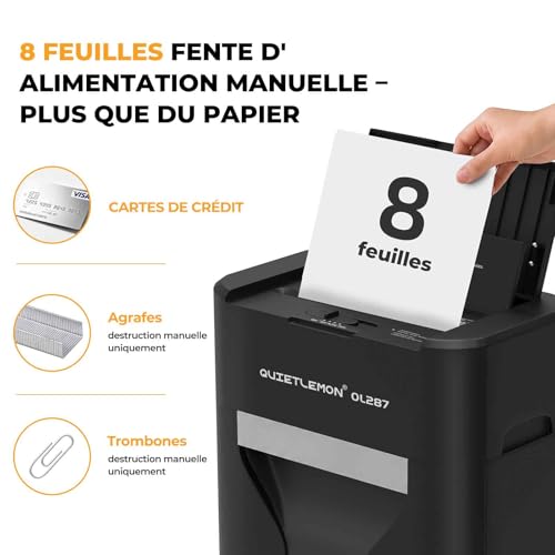 120 Sheets Self-Powered Paper Shredders P4, 60 Min Non-Stop, Manual 8 Sheets, Anti-Plug, 20L Bin, Professional Commercial Home Use Home Office Medical Home School