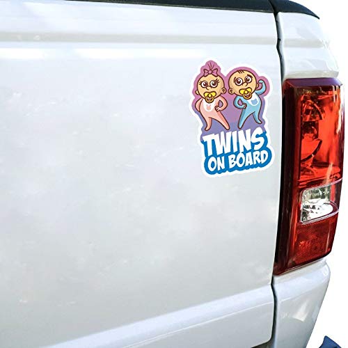 CNC. 11.716.6CM Cartoon Car Sticker Decoration Twins BABY ON Board Colored Graphic Warning Sign Decals C1-5607 - Thumbnail 4