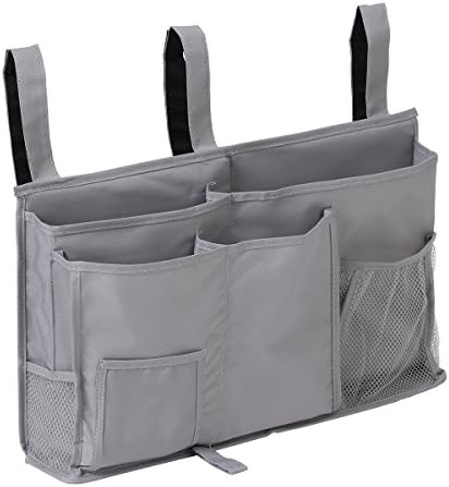 Large Pocket Bedside, Hanging Storage Organizer 8 Pockets for Books,Phones,Tablets,Accessory and TV Remote - Best for Headboards,Bed Rails,Dorm Rooms,Bunk Beds,Apartments,Bathrooms & Travel (Gray)
