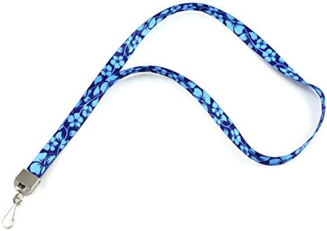 Skyway Fashion Print Lanyard For Keychain ID Badge Card Holder Keys with Swivel Hook Clip 19" Inch (Blue Hawaiian Floral Design)