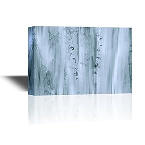 Canvas Wall Art - Abstract Landscape Artwork with Birch Trees in Mist - Gallery Wrap Modern Home Art | Ready to Hang - 12x18 inches