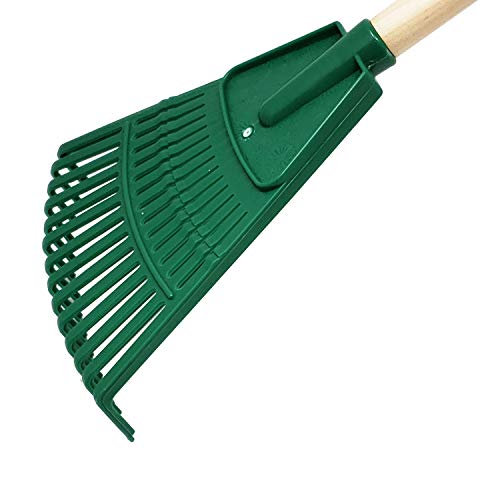 Kids Garden Rake with Solid Wood Handle Sweep Fall Leaves Lawn - Easy Grip Handle (Kids & Adults)