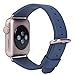 JSGJMY Compatible for Iwatch Band 38mm 40mm S/M Women Genuine Leather Loop Replacement Strap Compatible for iWatch Series 4 (40mm) Series 3 2 1 (38mm),Midnight Blue with Series 2/1 Gold Clasp