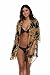 Floating Time Women's Floral Chiffon Kimono Cardigan Summer Beachwear Swimsuit Cover up (Black#11)