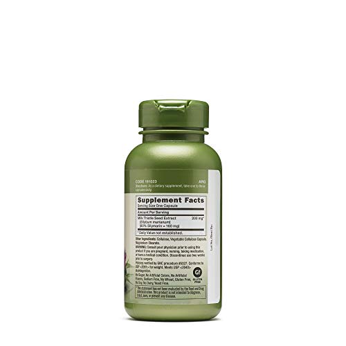 GNC Herbal Plus Milk Thistle 200mg Supplement, Vegetarian, Supports Healthy Liver Function, 100 Servings