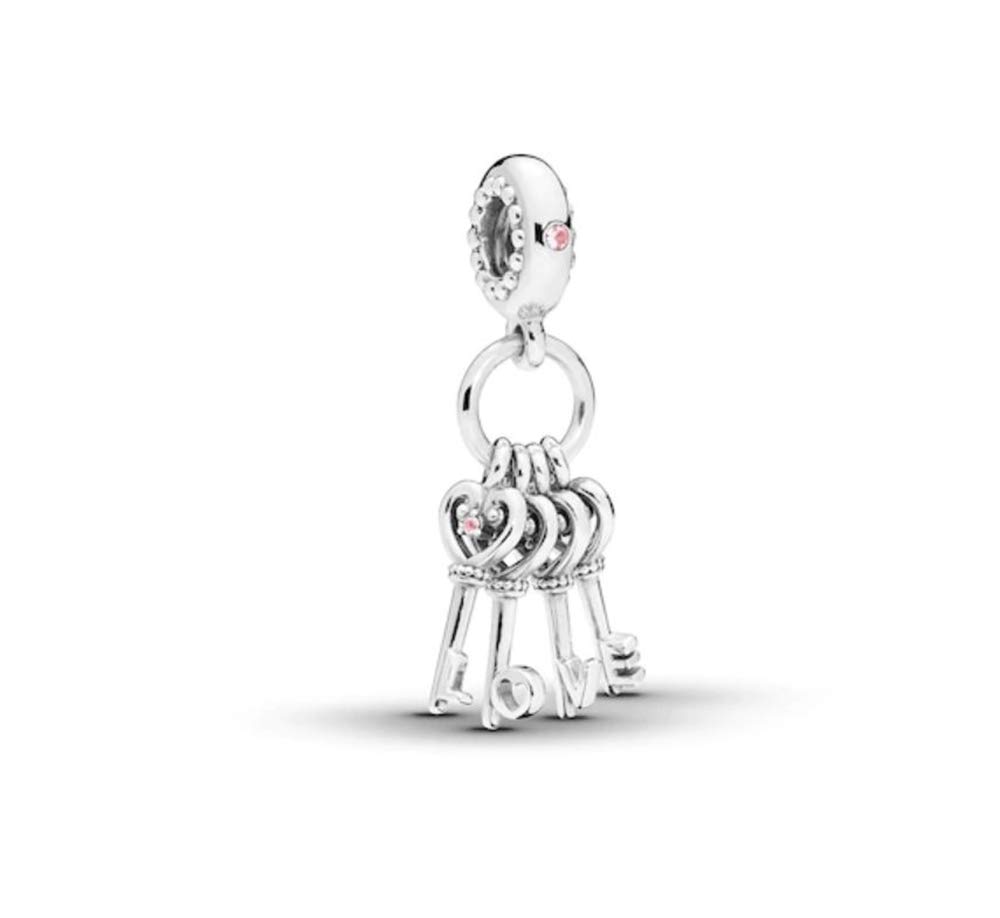 FGT Love Heart Keys Charm fits Pandora Moments Bracelets Sterling Silver Dangle Gift Women Best Friend Wife Daughter Family Birthday Mothers Day Valentine