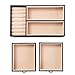 Black Jewelry Box Lockable Mirrored Storage Organizer Travel Case Faux Leather and Beige Velvet