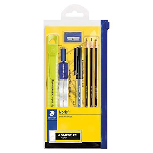 Staedtler Noris Exam Pencil Case Set = Pencils,Eraser,Highlighter,pen,compass