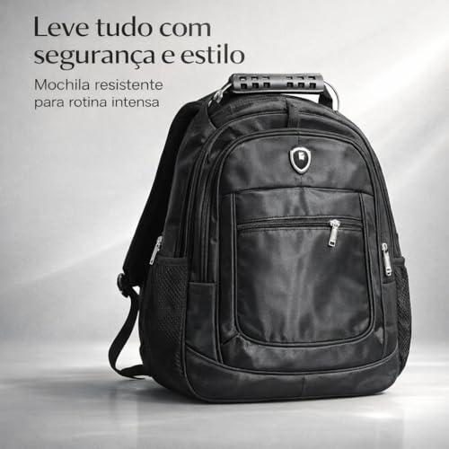 Mochila para Notebook até 17 Polegadas, Antifurto, Impermeável, Alça cabo de Aço Reforçada - Premium Steel Hook