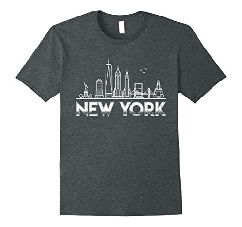 Mens New York T Shirt New York City New York State Vintage Style Medium Dark Heather