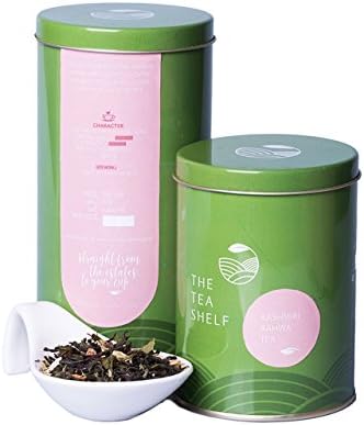 The Tea Shelf Kashmiri Kahwai 3.5oz (40 Cups), Traditional Green Tea Blend From Kashmir Valley In India, Green Tea Blended With Saffron, Cardamom, Cinnamon, Clove
