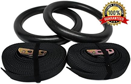 EVOSTROM Gymnastic Rings for Full Body Strength and Crossfit Training (Black)