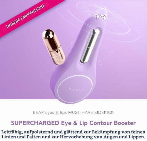 BEAR 2 Eyes & Lips - Massagegerät gegen Falten für sofortige Gesichtsstraffung - Augenmassagegerät - Augenbrauenlifting - Behandlung gegen Augenringe & Lippenpflege - Lavender