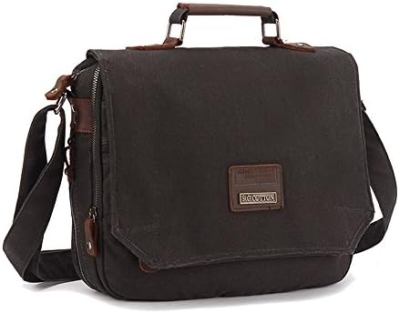 Vintage Canvas Messenger Bag Cross body Shoulder Bags 13'' Laptop Briefcase for Men,Black