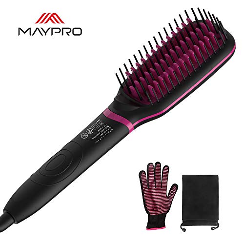 2019最新改良版 ストレートヒートブラシ Maypro ヘアアイロン 80