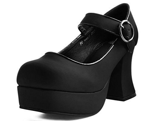 T.U.K. Shoes A9440L Womens Platforms, Black Mary Jane Marley Heel - US: Women 11