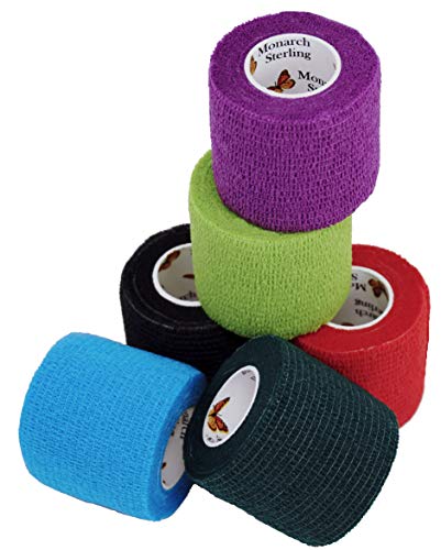 elasti-wrap 2 pulgadas transpirable, sin látex, autoadhesivo, autoadhesivo, cohesivo vendaje vet wrap colores surtidos 6 rollos