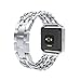Wearlizer Compatible Fitbit Blaze Band Men/Women Small/Large Silver Metal Frame, Lux Replacement Metal Bands Metal Frame Fitbit Blaze - Silver