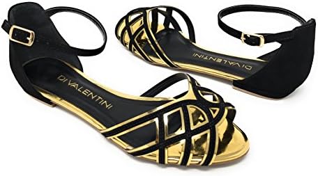 Di Valentini Flat Sandals day wear | Black and gold (7)