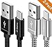 USB C Cable, ALCLAP [2-Pack,6.6ft] USB Type C Cable Nylon Braided Fast Charger Sync Cord Compatible for Galaxy Note 10 S10, for S8/S9, for LG V20 G5 G6, for Nexus and More (Black/Silver)