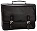 Kenneth Cole Reaction Genuine Leather Dual Compartment Flapover Business Portfolio, Black