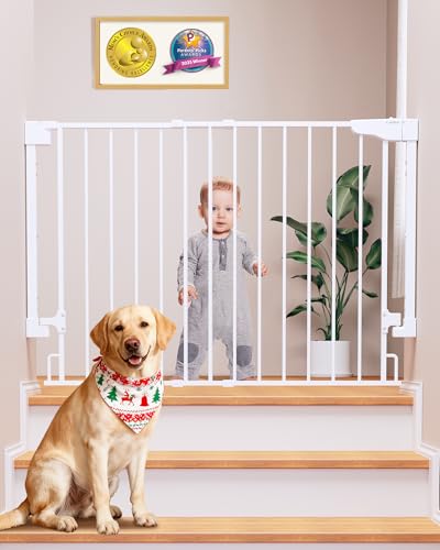Cumbor 29.2–43" Baby Gate for Stairs, Hardware Mounted (Drill Required), Expandable No...