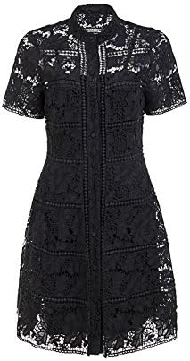 Macy Sun Women's 1950s Vintage Cotton Chemical Lace A-Line Cocktail Dress Black