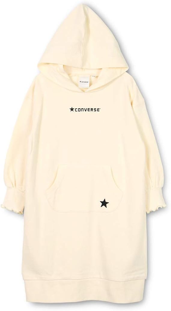 Amazon ブランシェス Converse フード付きロングワンピース 女の子 キッズ 130cm アイボリー ワンピース チュニック 通販
