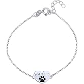 Vanbelle Sterling Silver Jewelry - Rhodium Plated with 925 Stamp - Dog Paw Heart Bracelet - Elegant Hand Bracelet for Women - 6.5" Long + 1" Extender